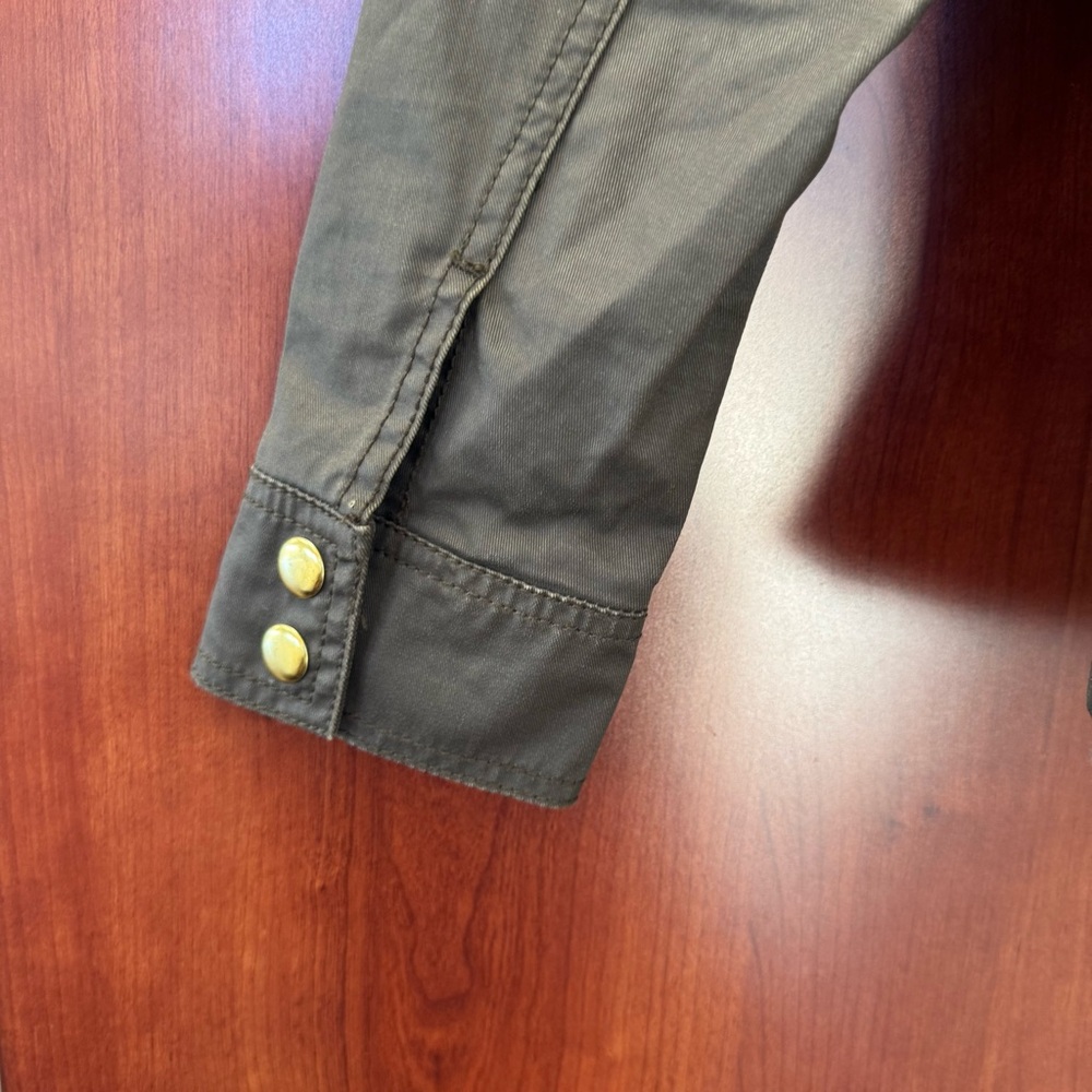 J. Crew Utility Jacket Green Size XXS Brass Hardware Pockets Wax Cotton 100% - Picture 5 of 10